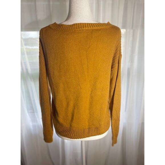 Aeropostale Size Small Sweater Golden Yellow Long Sleeve Boatneck Pullover - Picture 2 of 5